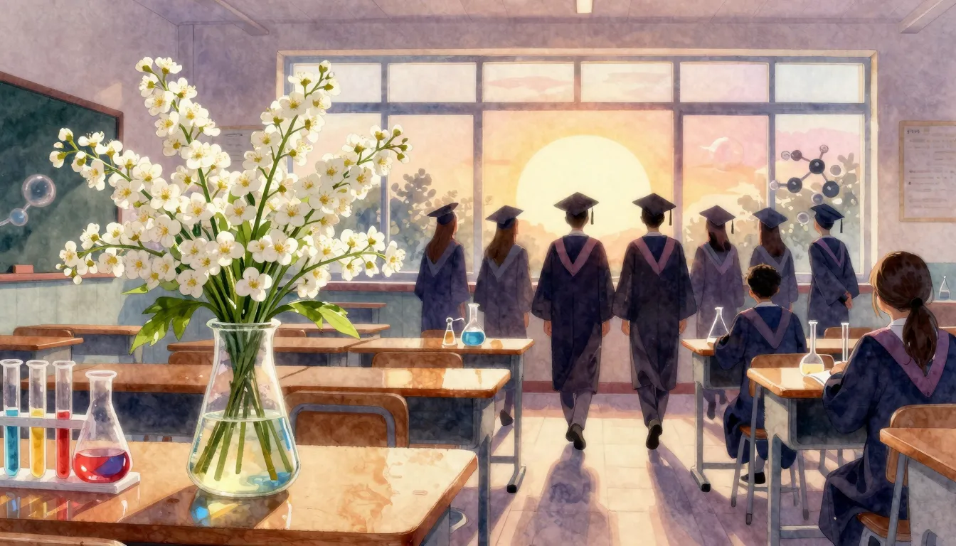 Vibrant watercolor style. A nostalgic school biology and che...