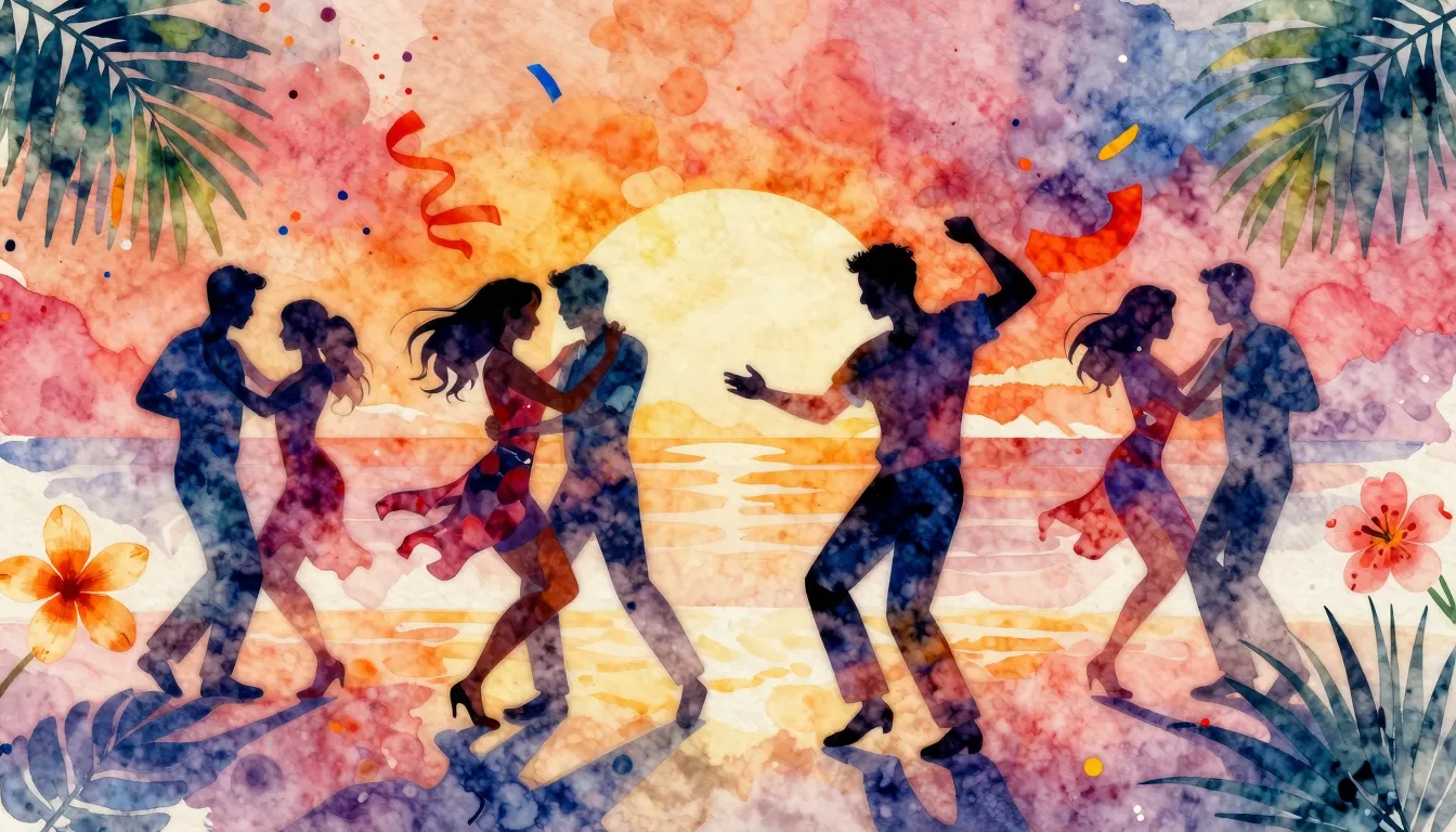 Vibrant watercolor style. Vibrant Latin music album cover, a...