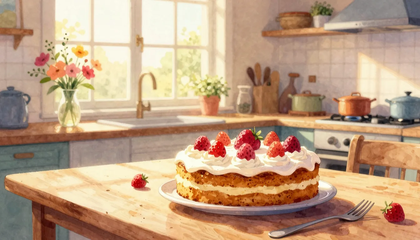 Vibrant watercolor style. A warm and cozy illustration of a ...