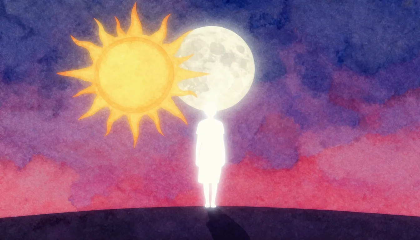 Vibrant watercolor style. Minimalist aesthetic, a glowing si...