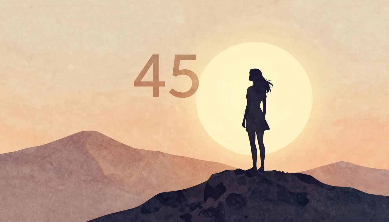 Watercolor style. Silhouette of a woman standing on a mounta...
