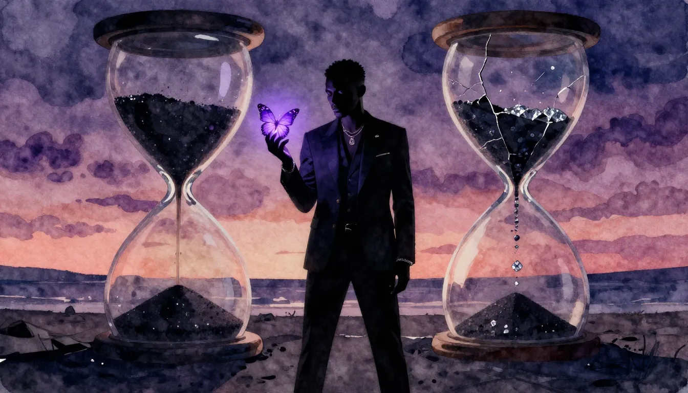 Vibrant watercolor style. A dark R&B album cover featuring a...