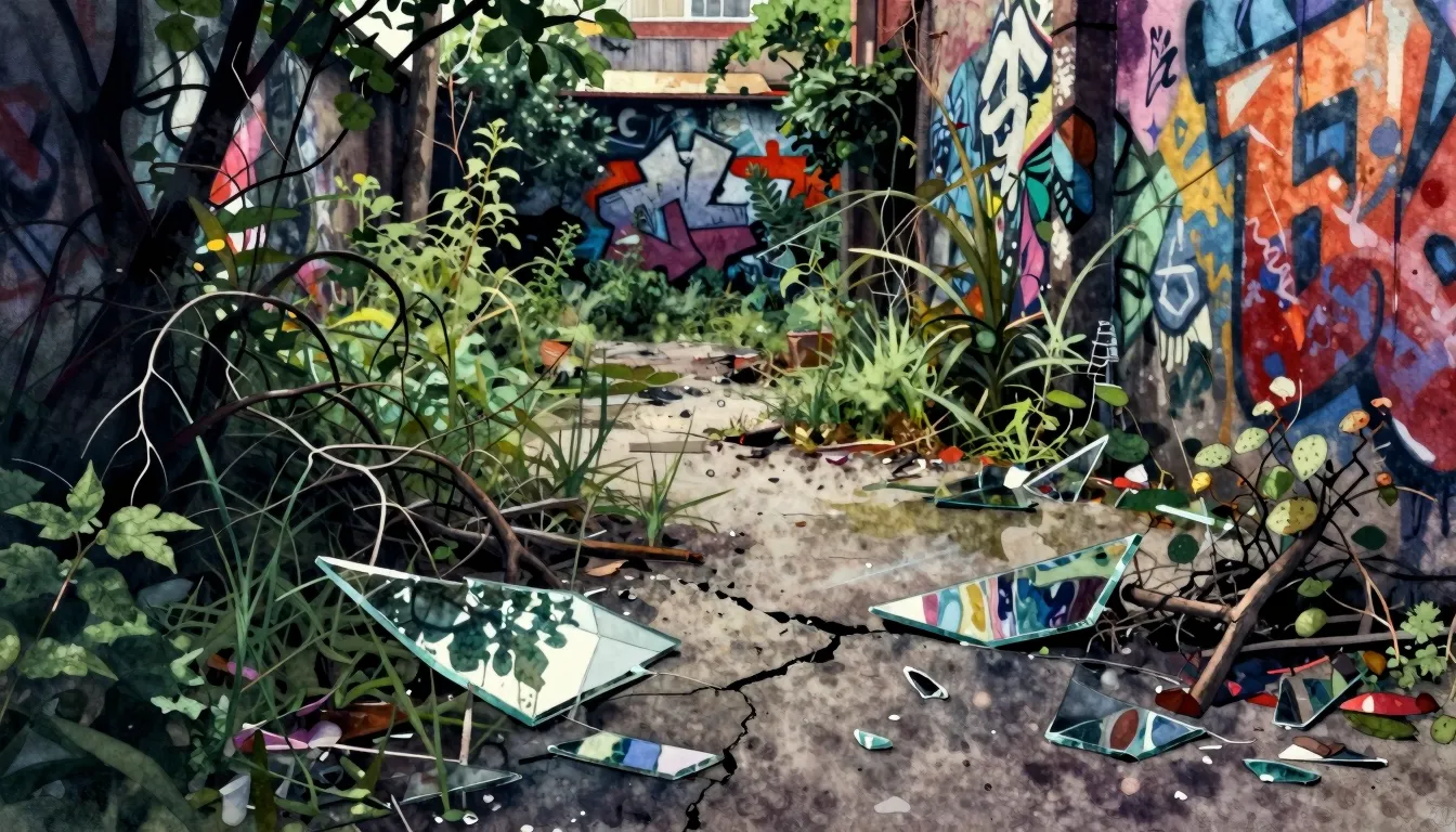 Vibrant watercolor style. Gritty urban rap album cover, a da...