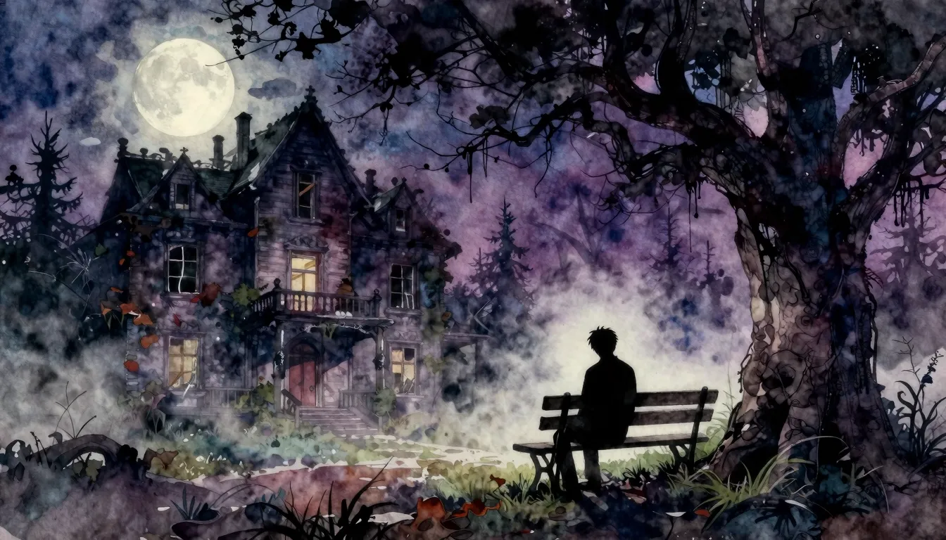 Vibrant watercolor style. Dark gothic rock album cover, a si...