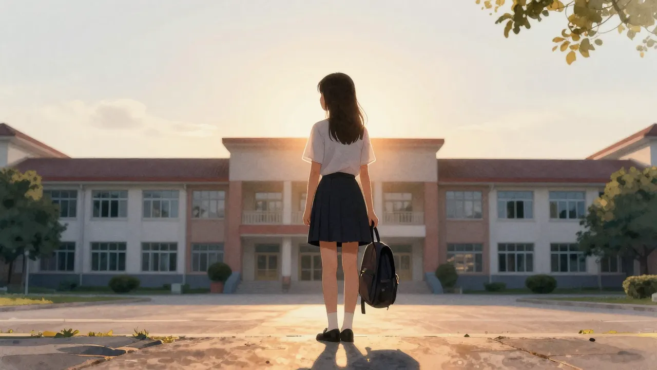 Watercolor style. Silhouette of a girl standing in front of ...