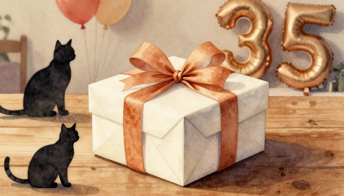 Watercolor style. A beautifully wrapped gift box with a big ...