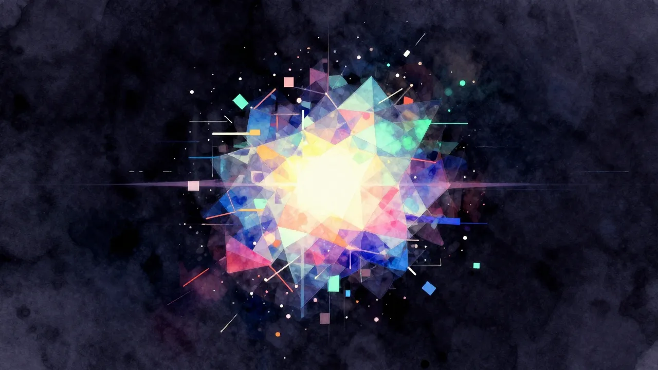 Vibrant watercolor style. Abstract glitch art, a fragmented ...