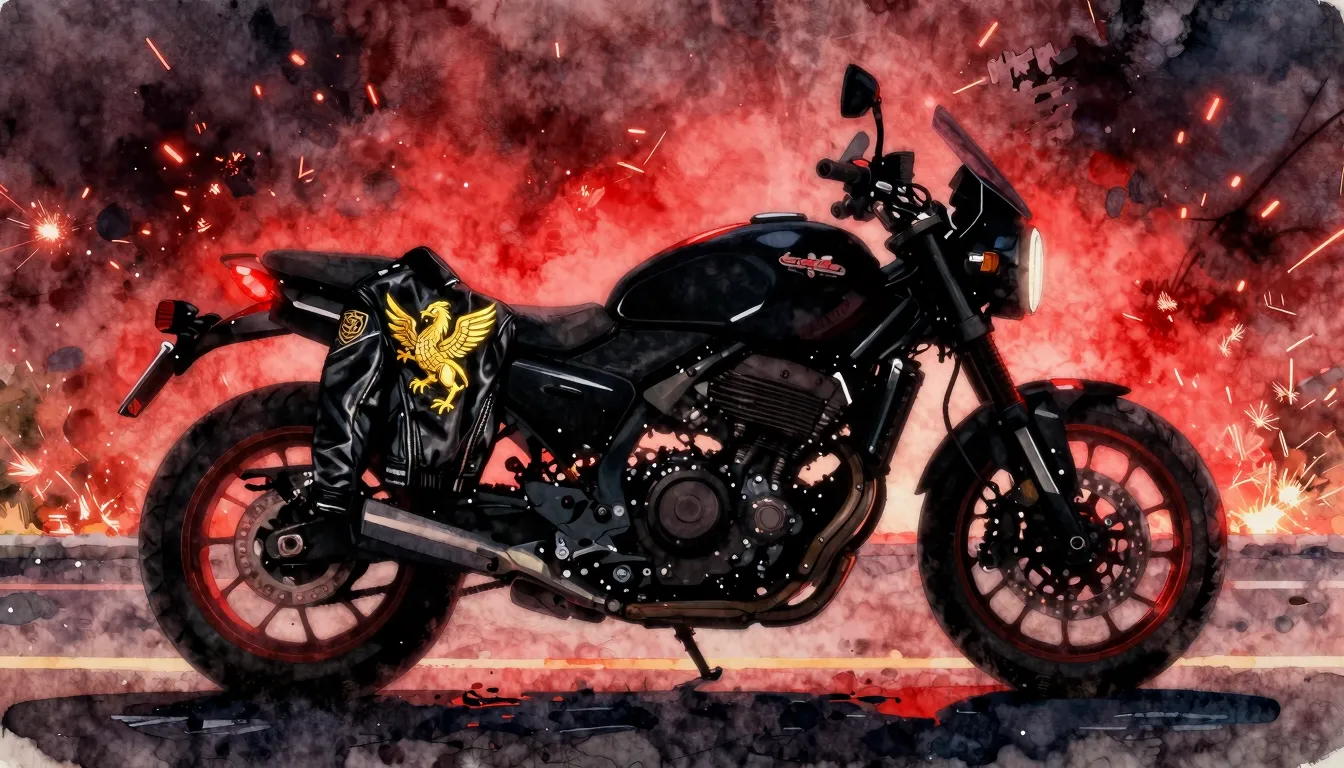 Vibrant watercolor style. A powerful cinematic shot of a sle...