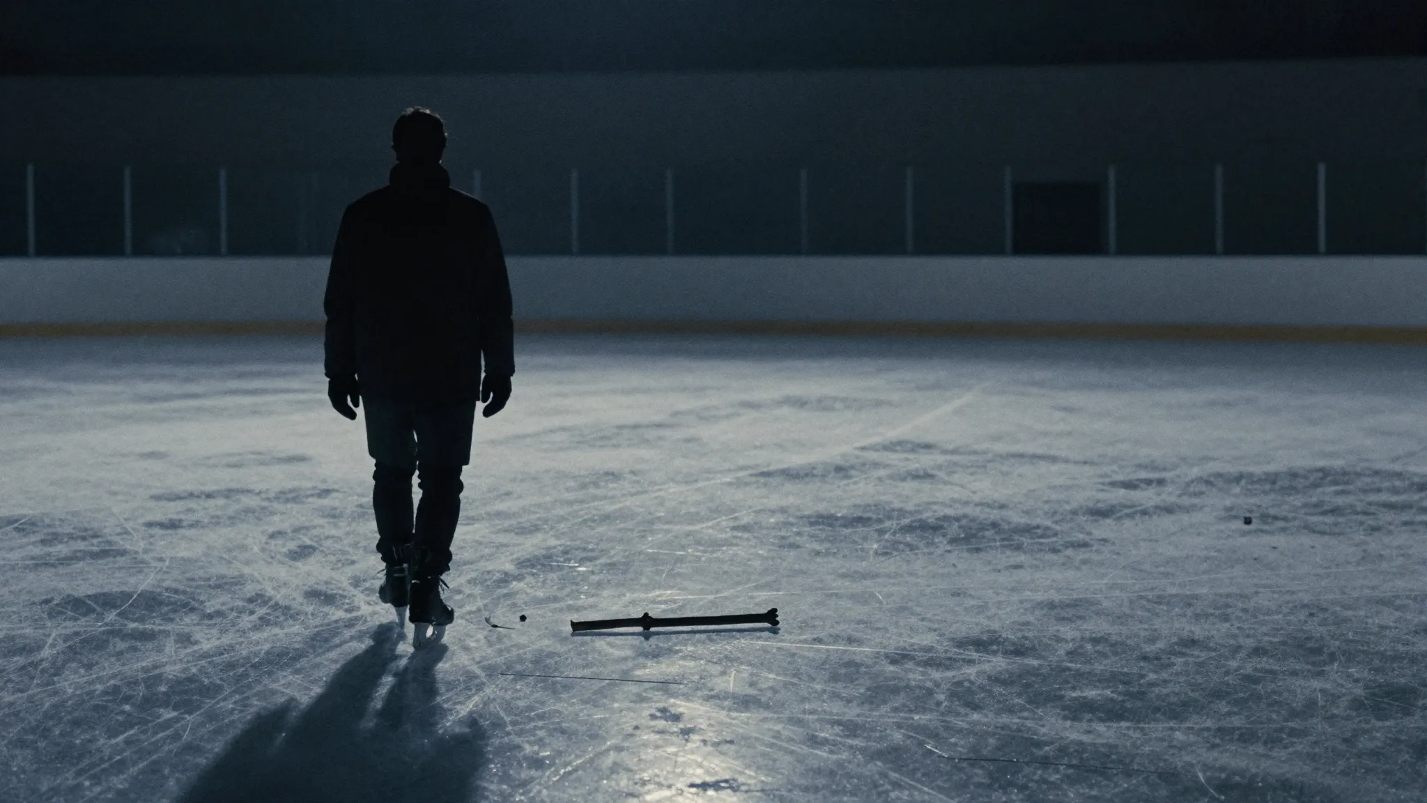 Watercolor style. Silhouette of a lonely figure walking away...