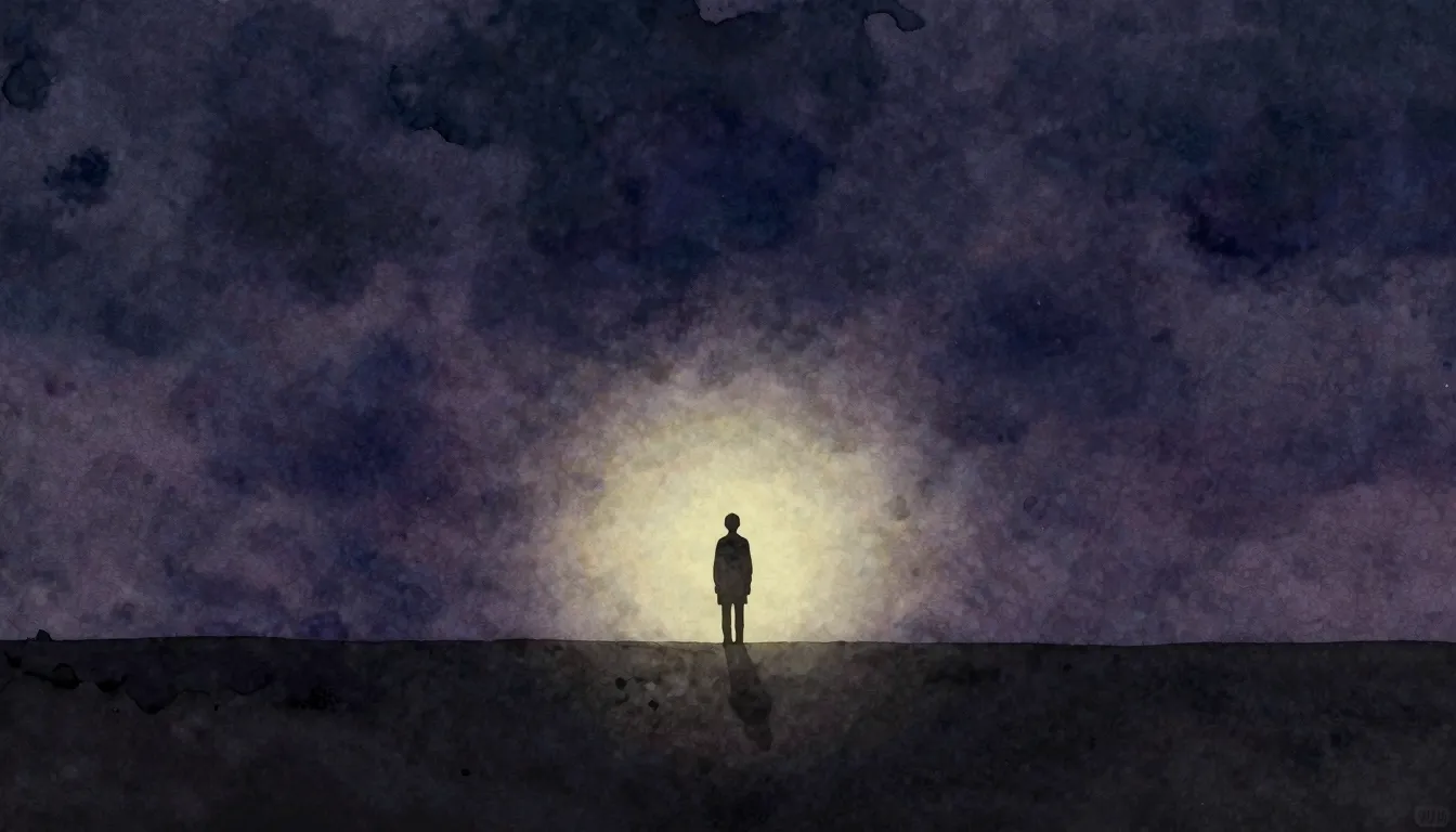 Vibrant watercolor style. A minimalist and melancholic scene...