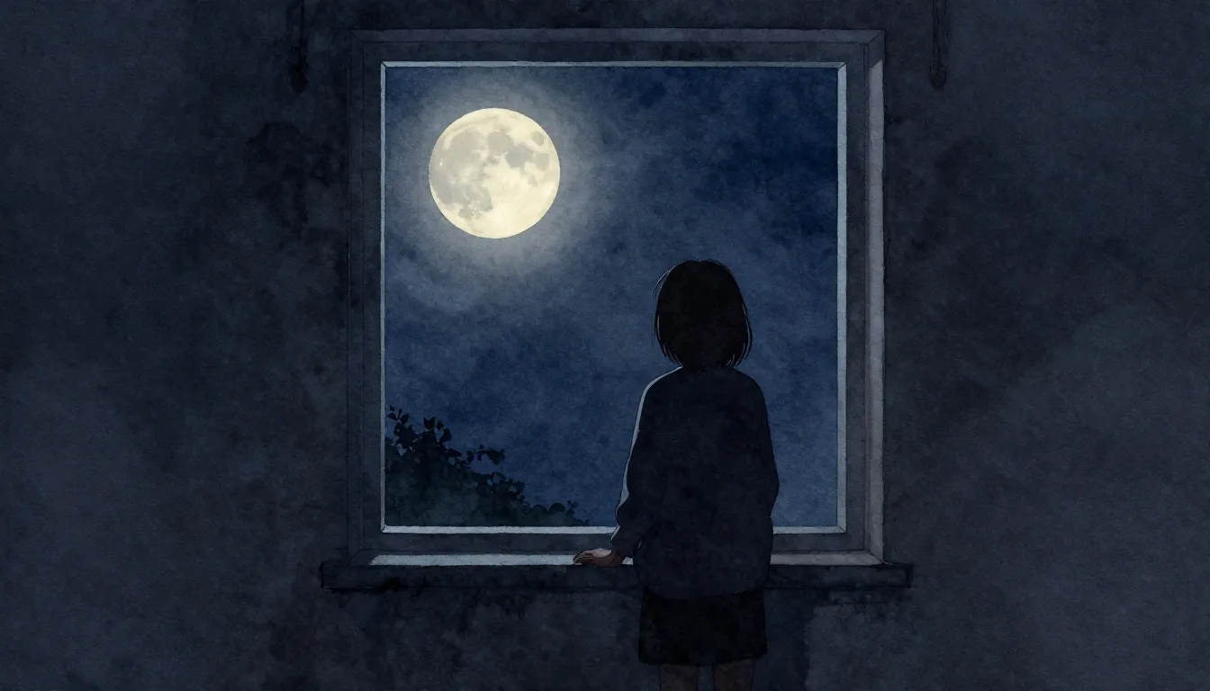 Watercolor style. A lonely silhouette of a person standing b...