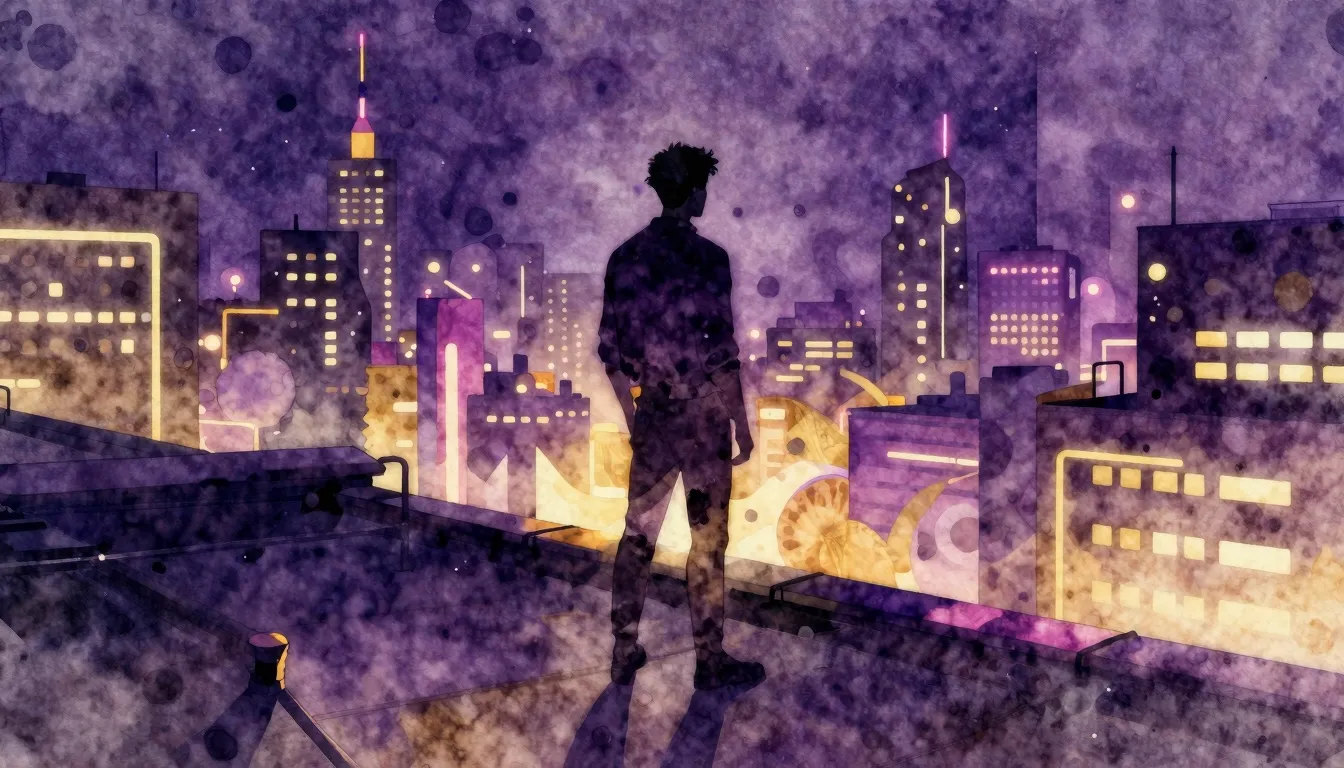 Vibrant watercolor style. R&B album cover art, a stylish sil...