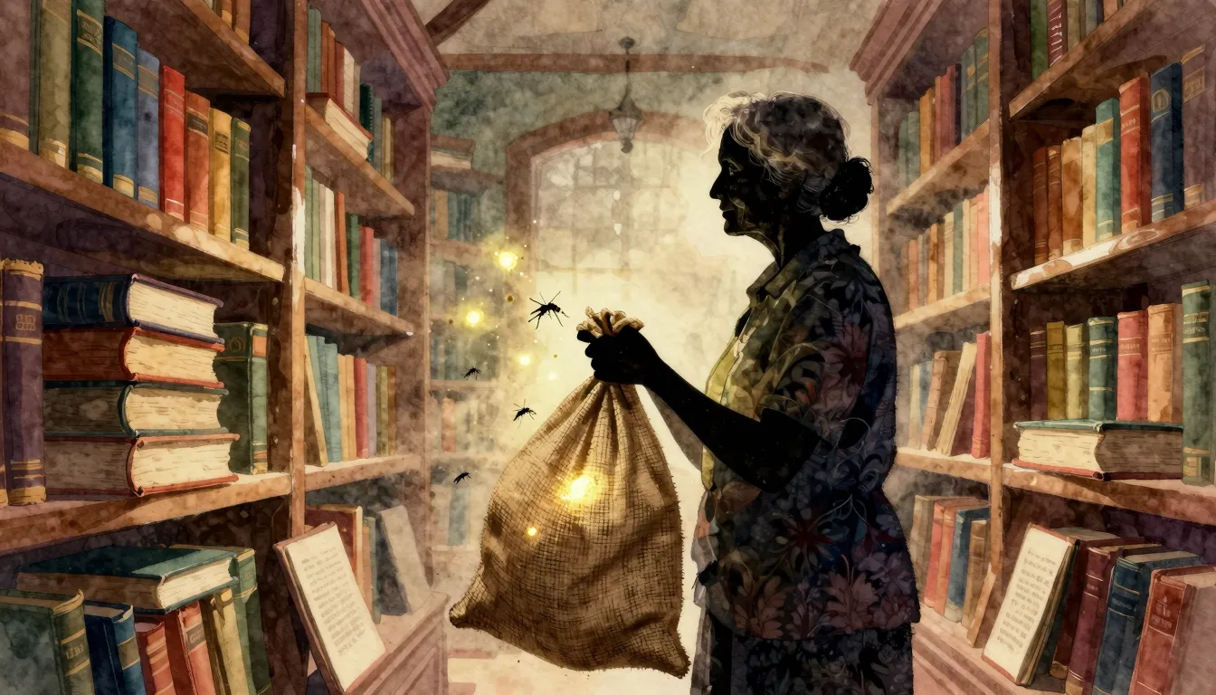 Vibrant watercolor style. A silhouette of an elderly woman h...