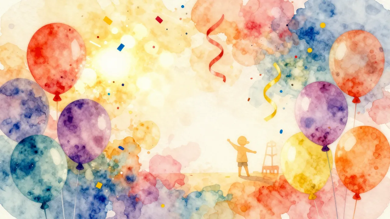 Vibrant watercolor style. A vibrant and joyful birthday cele...