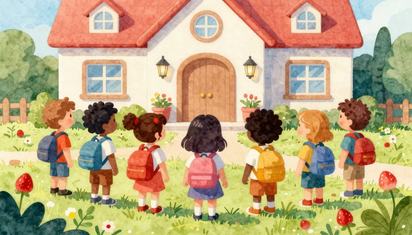 Vibrant watercolor style. Bright illustration for a children...