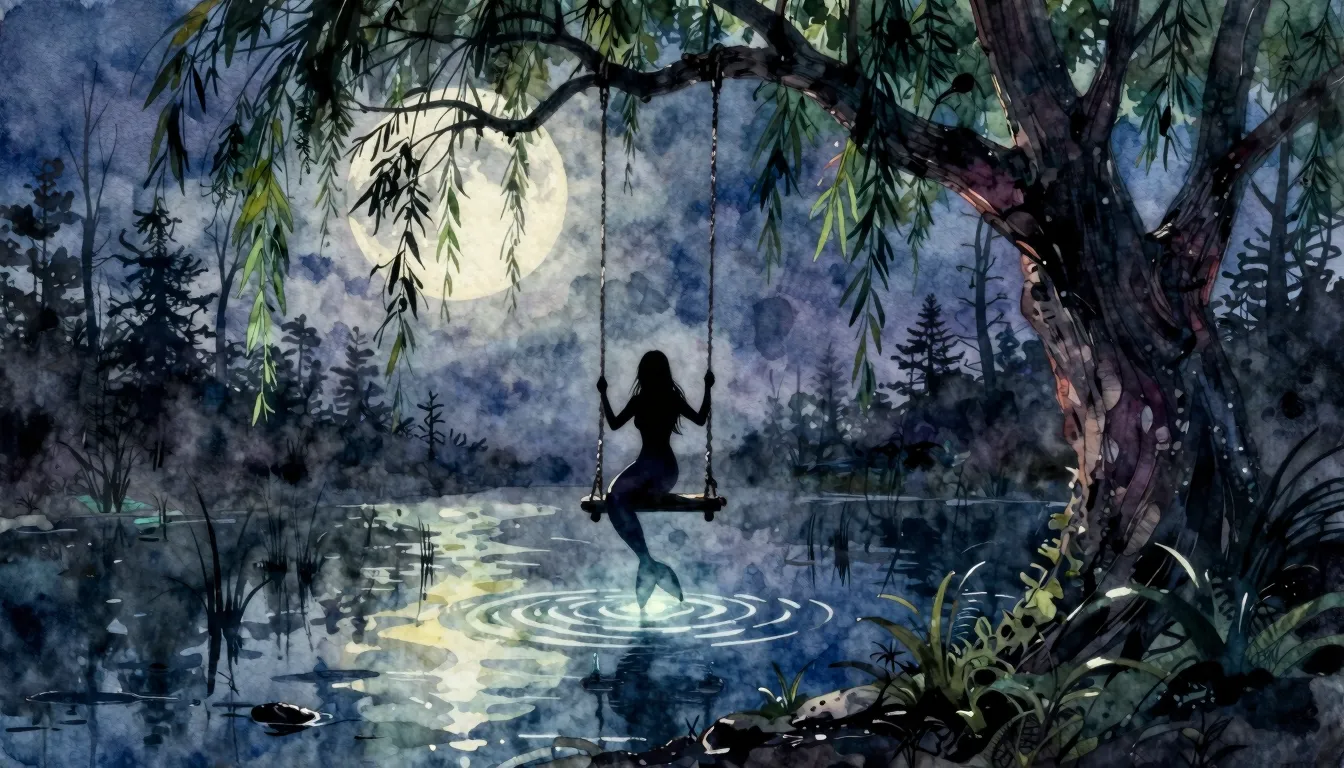 Vibrant watercolor style. Rock album cover, a dark mystical ...