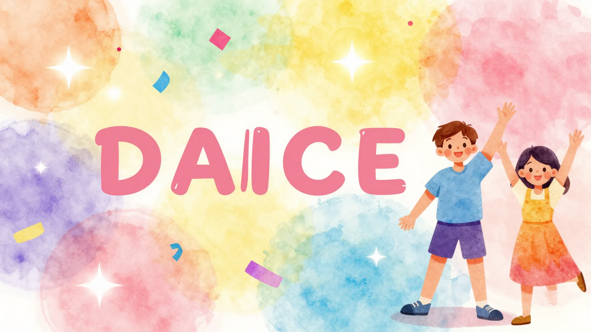 Vibrant watercolor style. A vibrant and joyful dance-pop alb...
