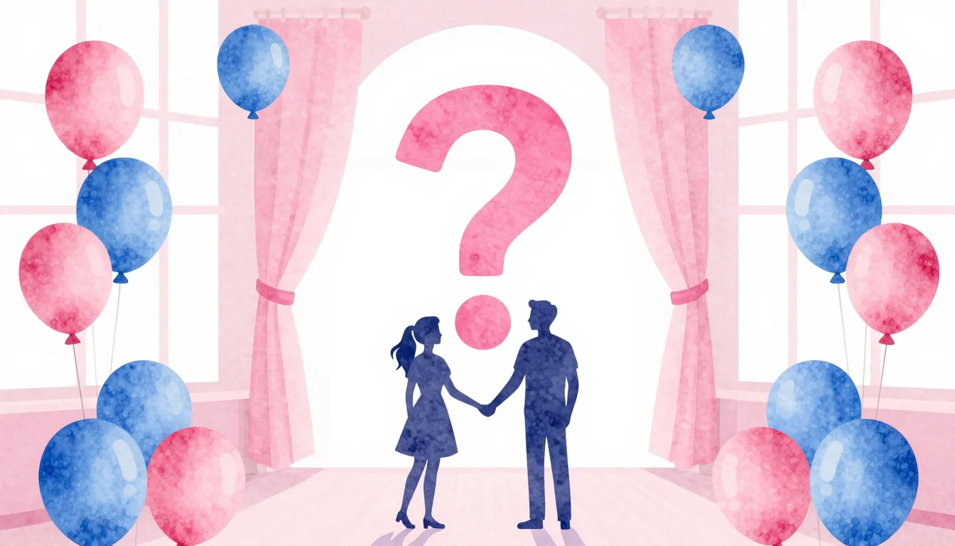 Watercolor style. A festive room decorated with pink and blu...