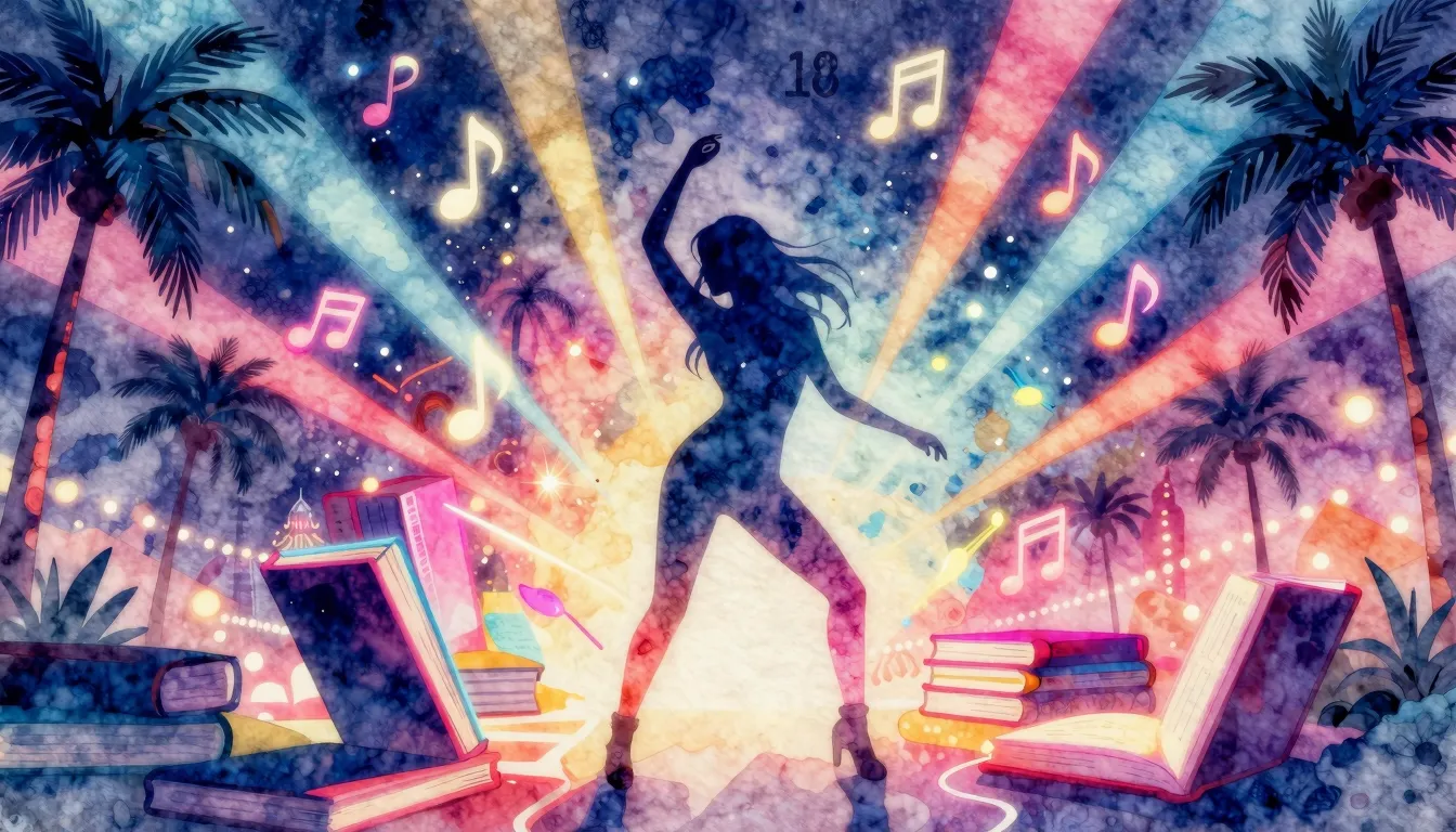 Vibrant watercolor style. Vibrant dance-pop album cover, a s...