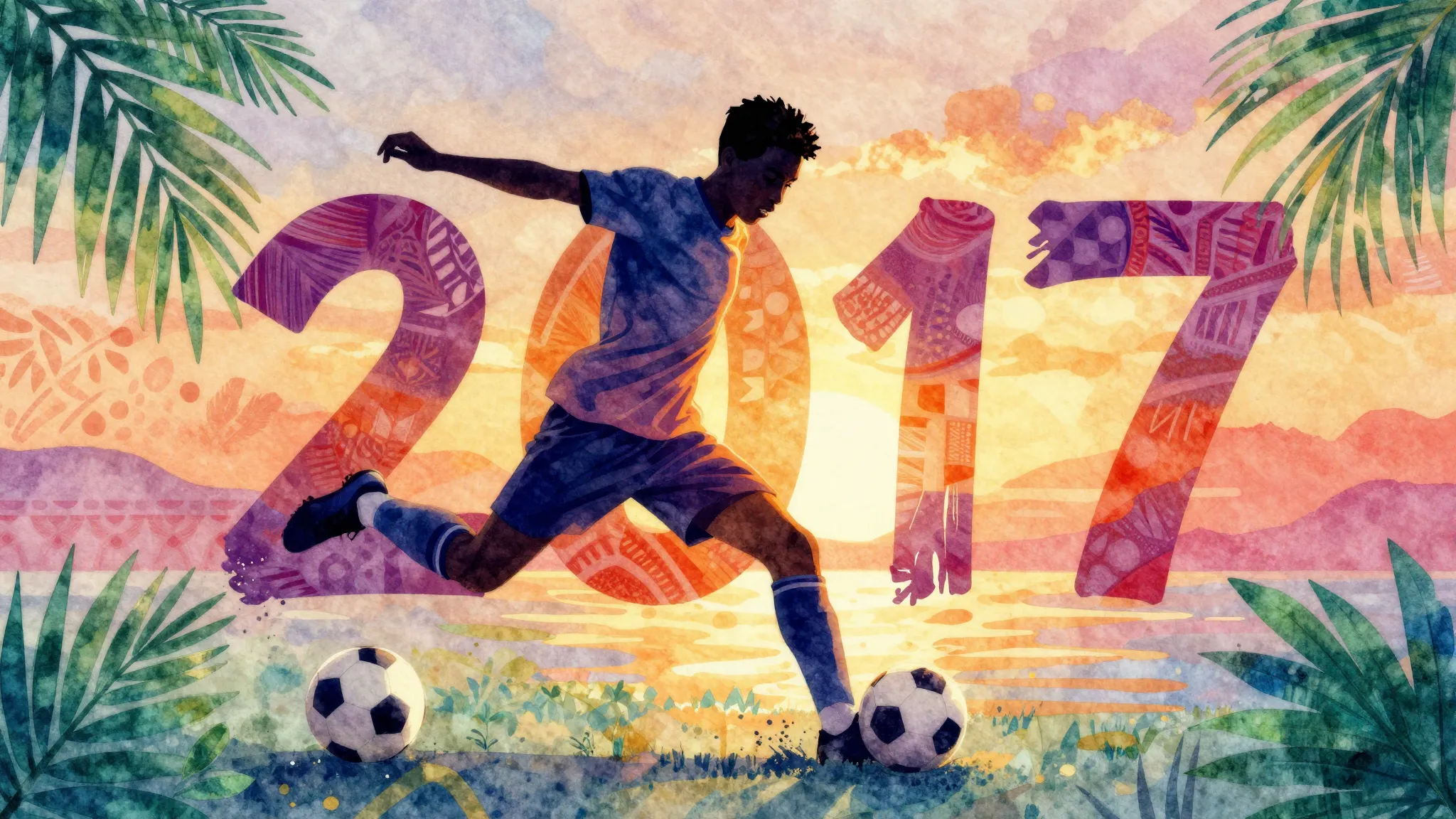 Vibrant watercolor style. Vibrant Afro-Cuban style football ...