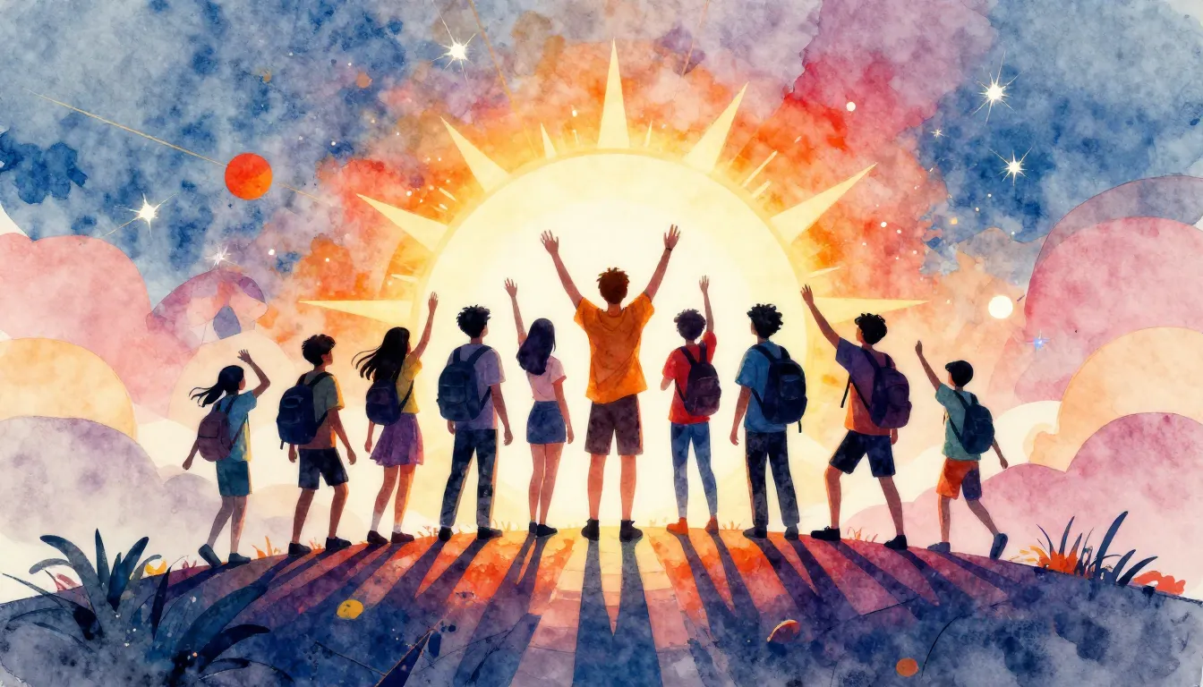 Vibrant watercolor style. A vibrant silhouette of a united g...