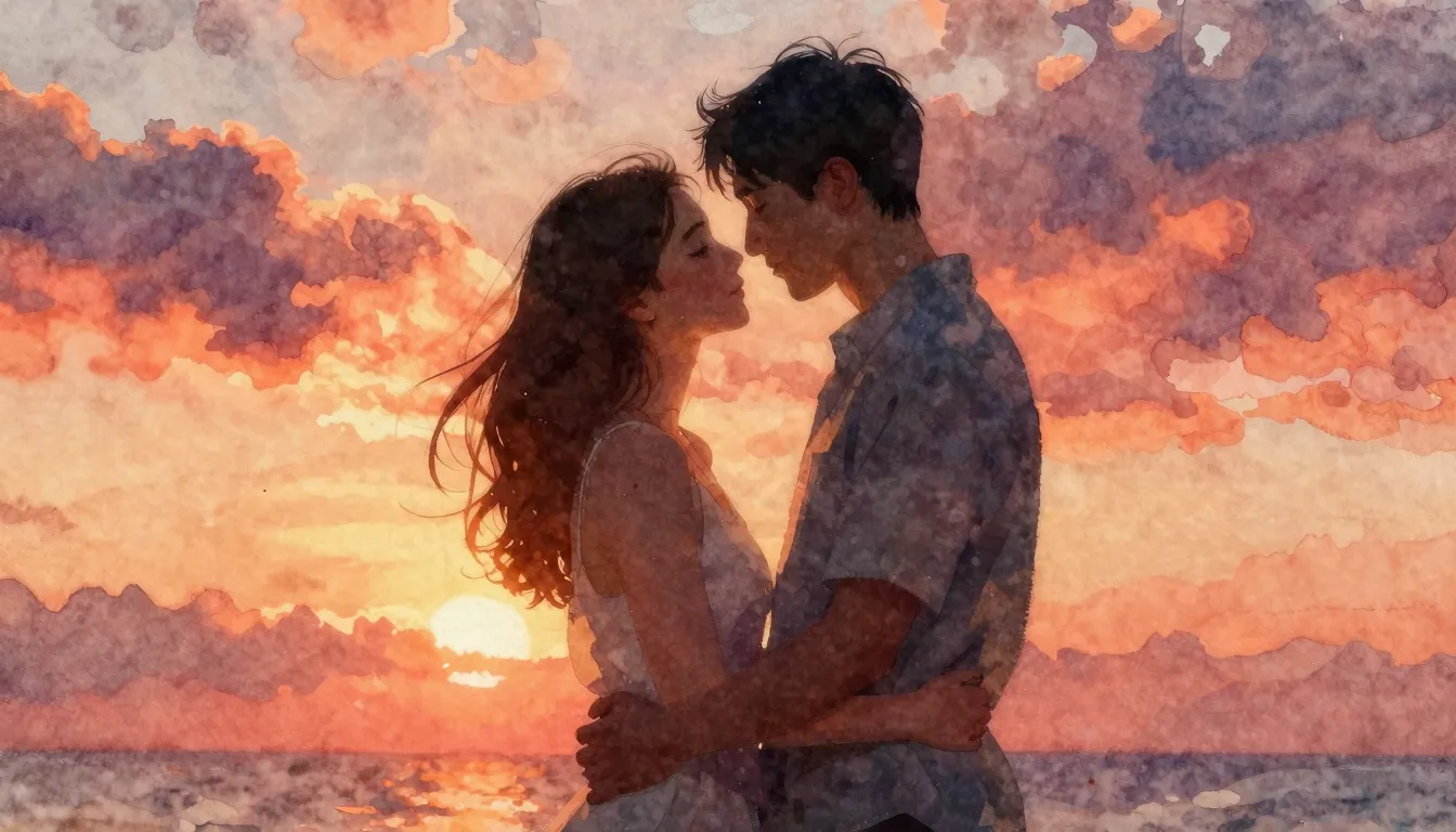 Vibrant watercolor style. A romantic and intimate aesthetic,...