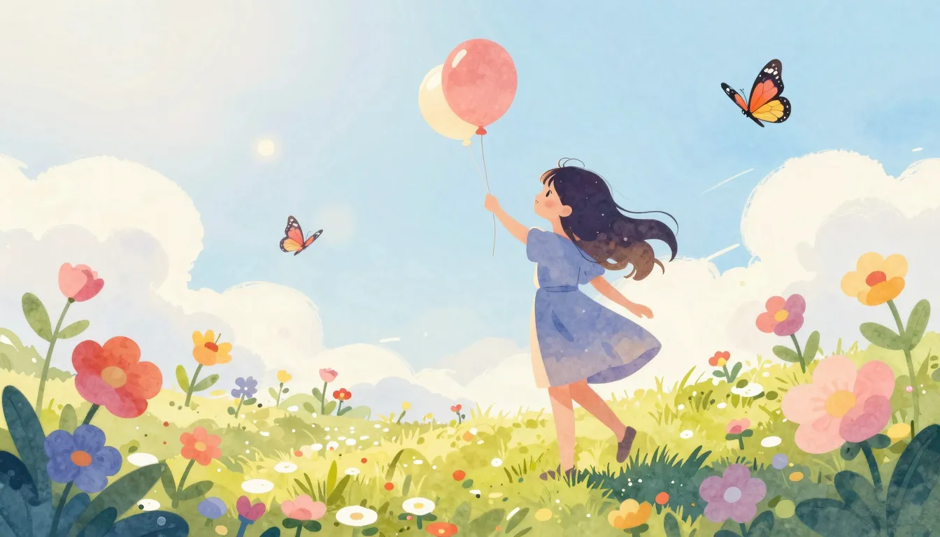 Watercolor style. A bright summer day with a silhouette of a...