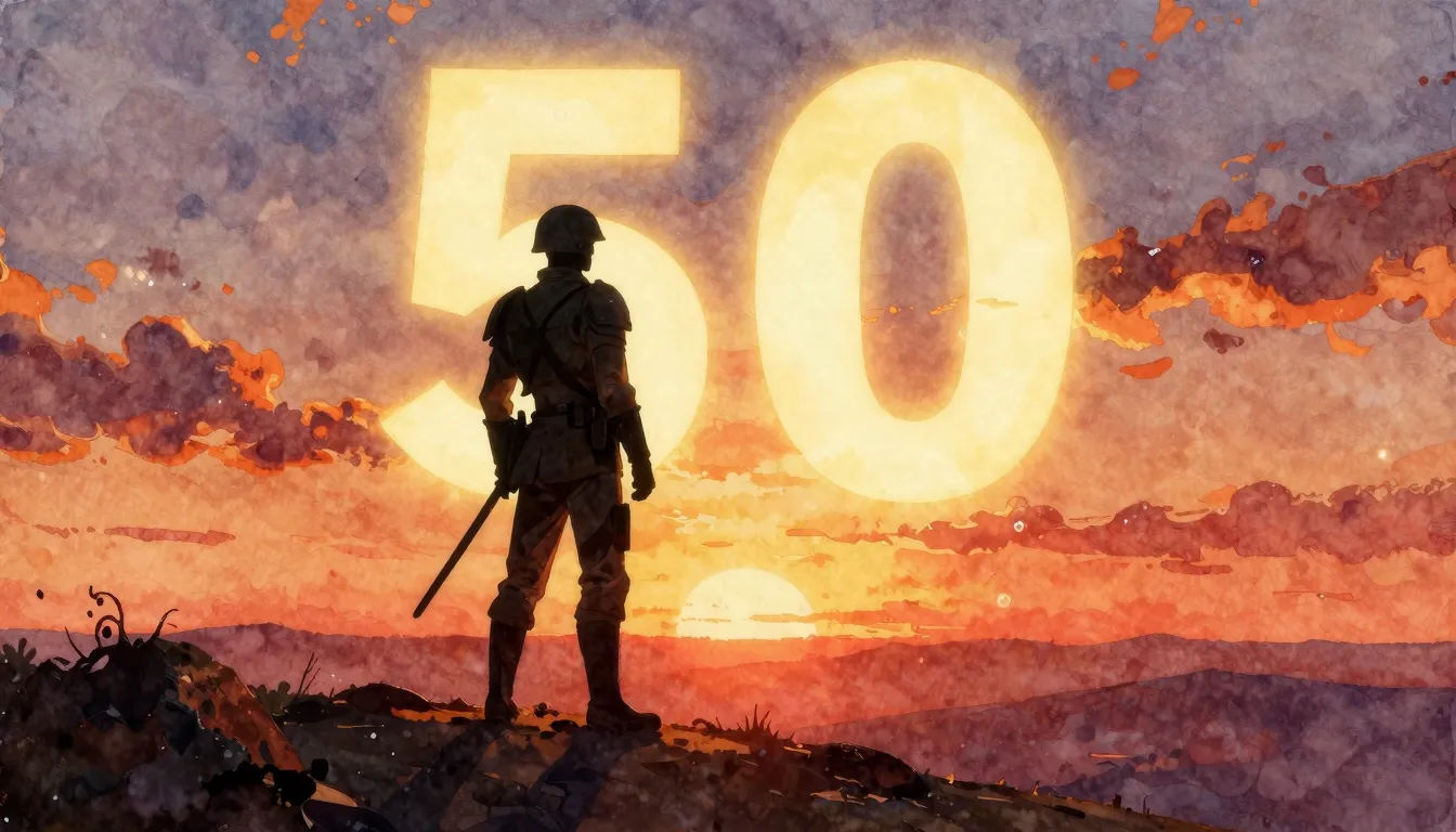 Vibrant watercolor style. A silhouette of a brave commander ...