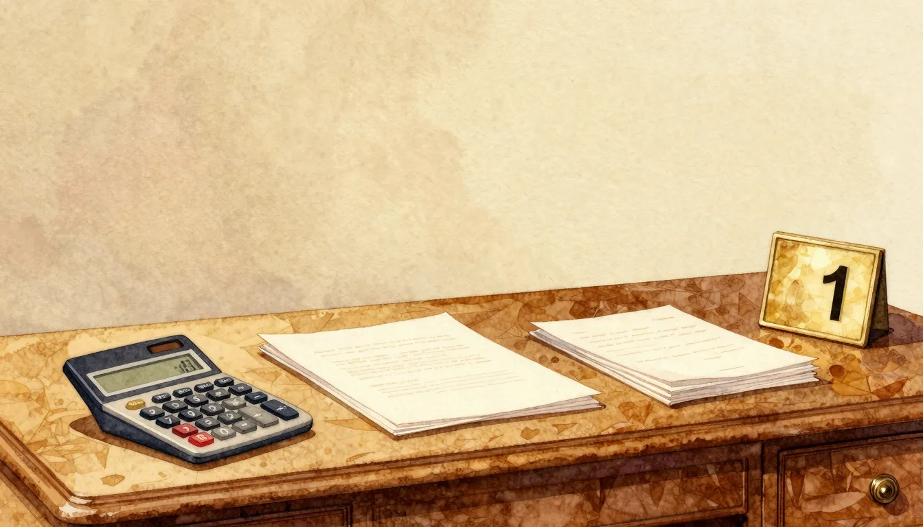 Watercolor style. Silhouette of an elegant office desk with ...