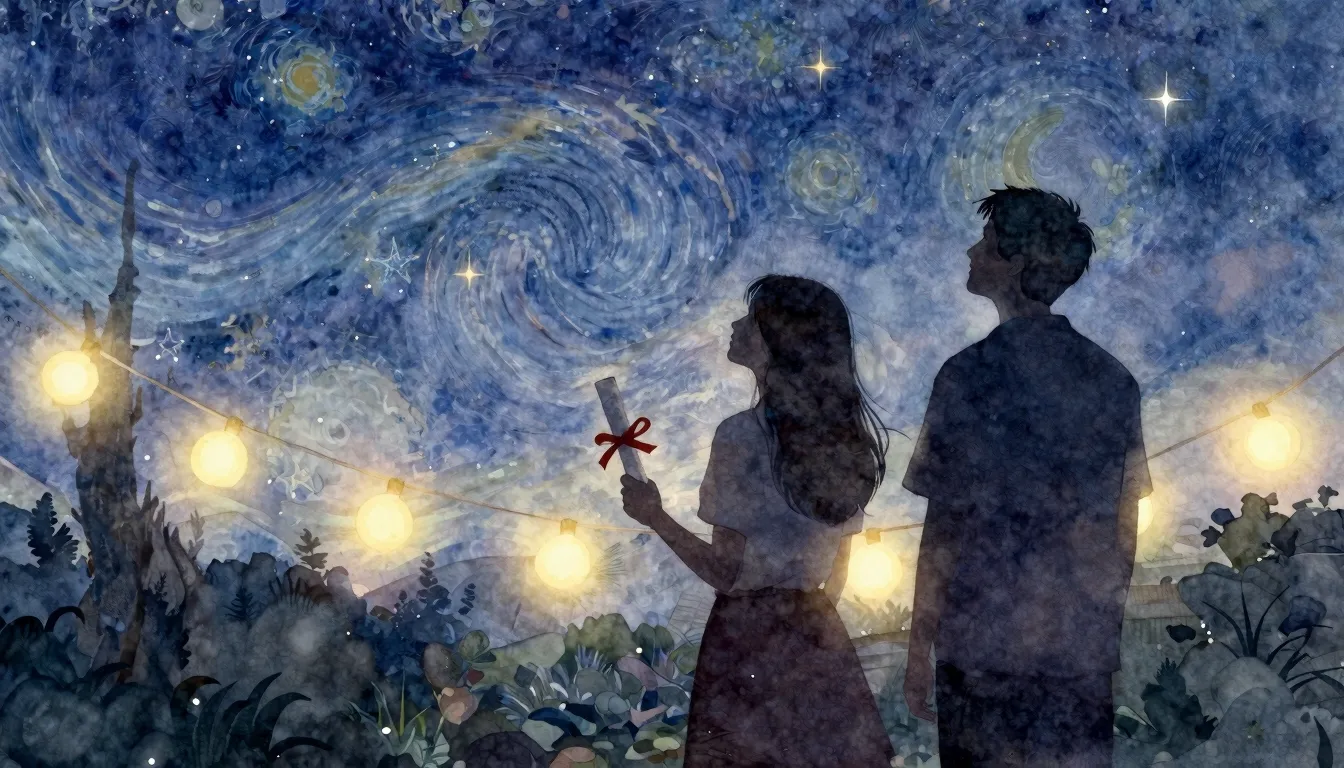 Watercolor style. Silhouette of a young woman holding a dipl...