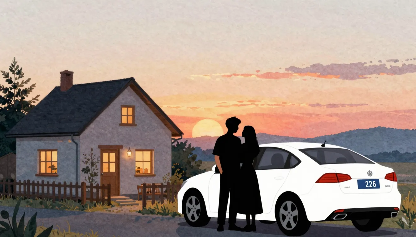 Watercolor style. Silhouette of a couple standing next to a ...