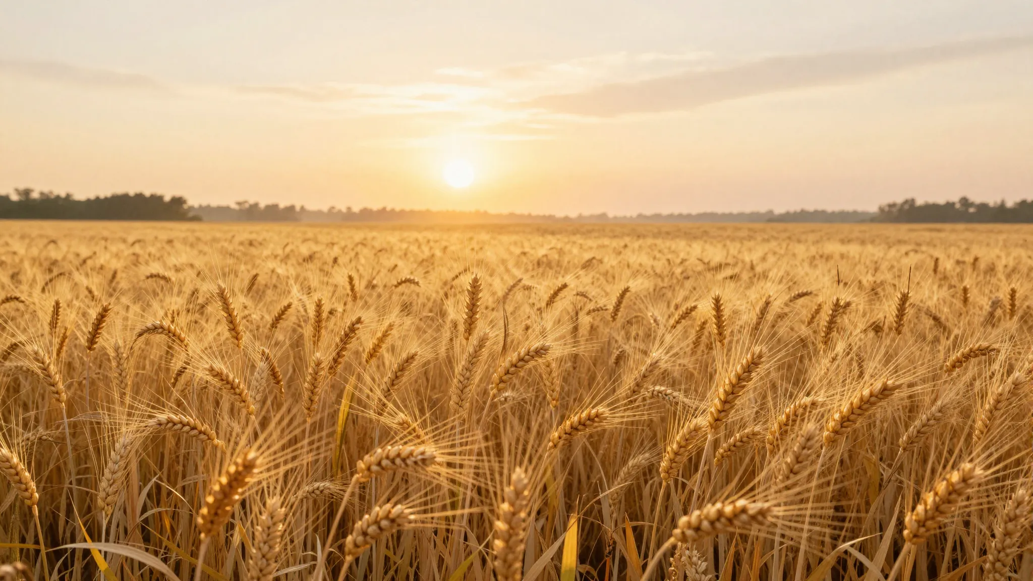 Vibrant watercolor style. A vast, golden wheat field under a...