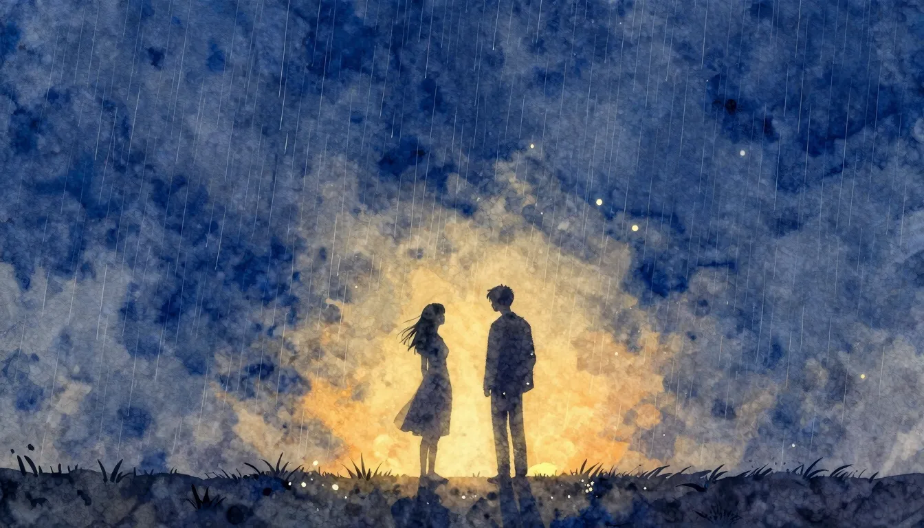 Vibrant watercolor style. Minimalist album cover art, a silh...