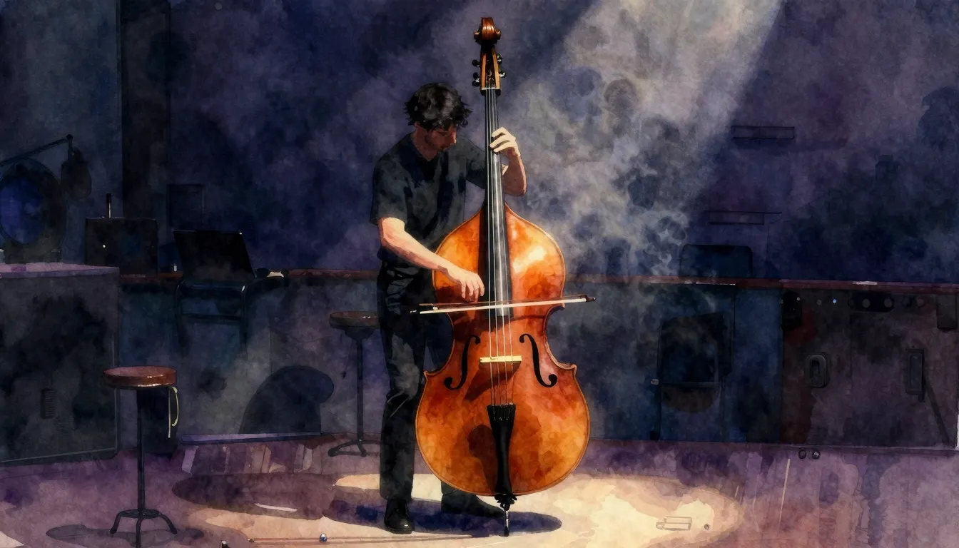 Vibrant watercolor style. A moody, atmospheric jazz club sce...