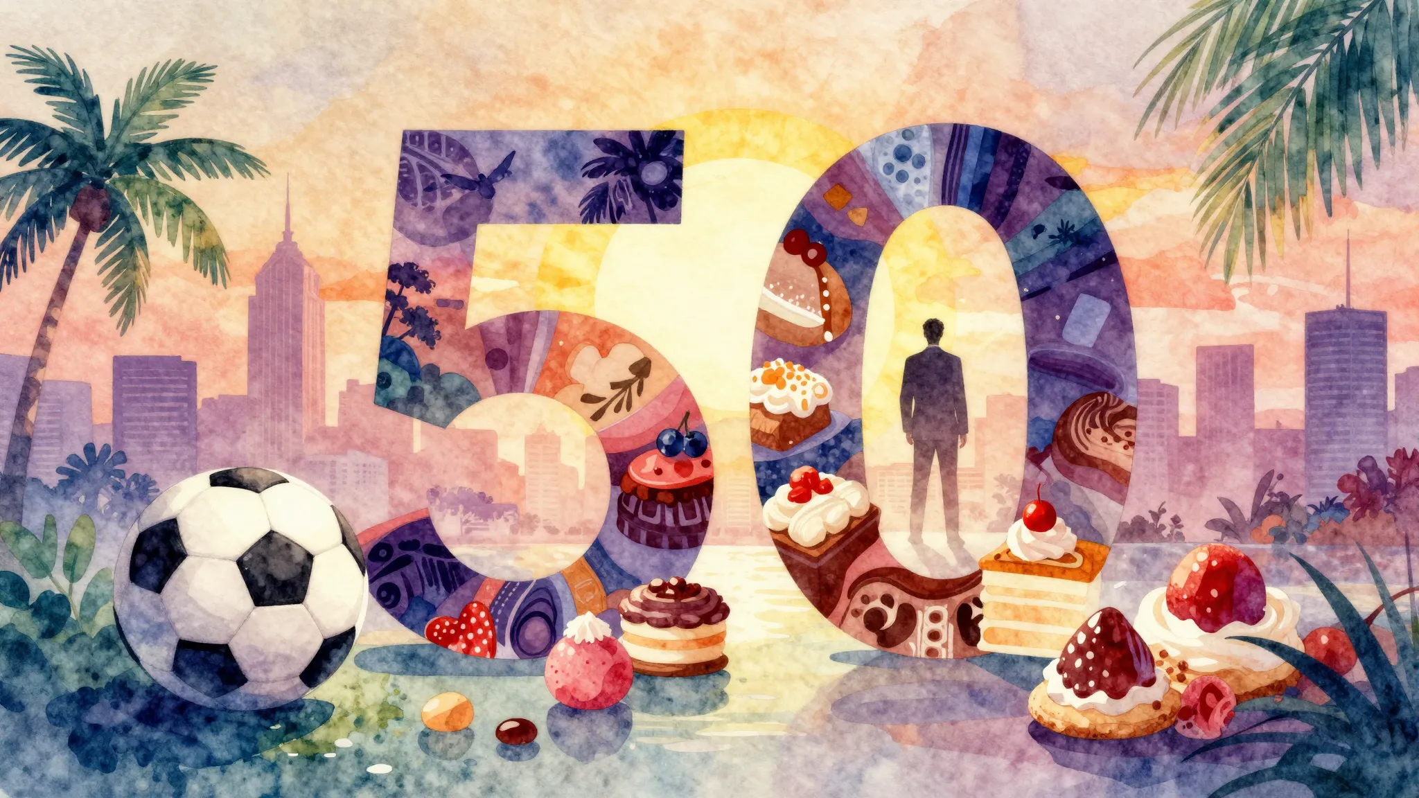 Vibrant watercolor style. A vibrant, abstract collage repres...