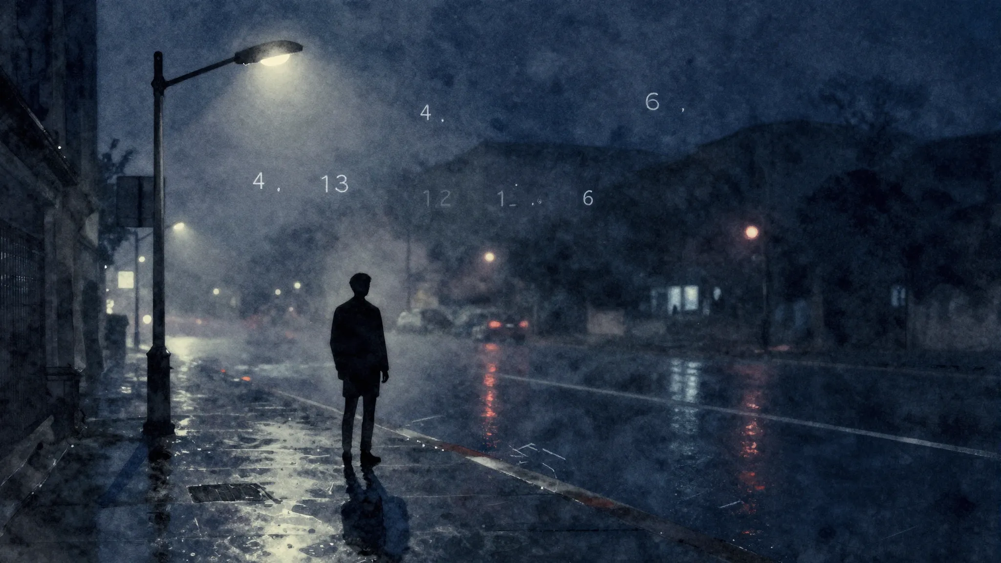 Vibrant watercolor style. A moody, cinematic rock album cove...