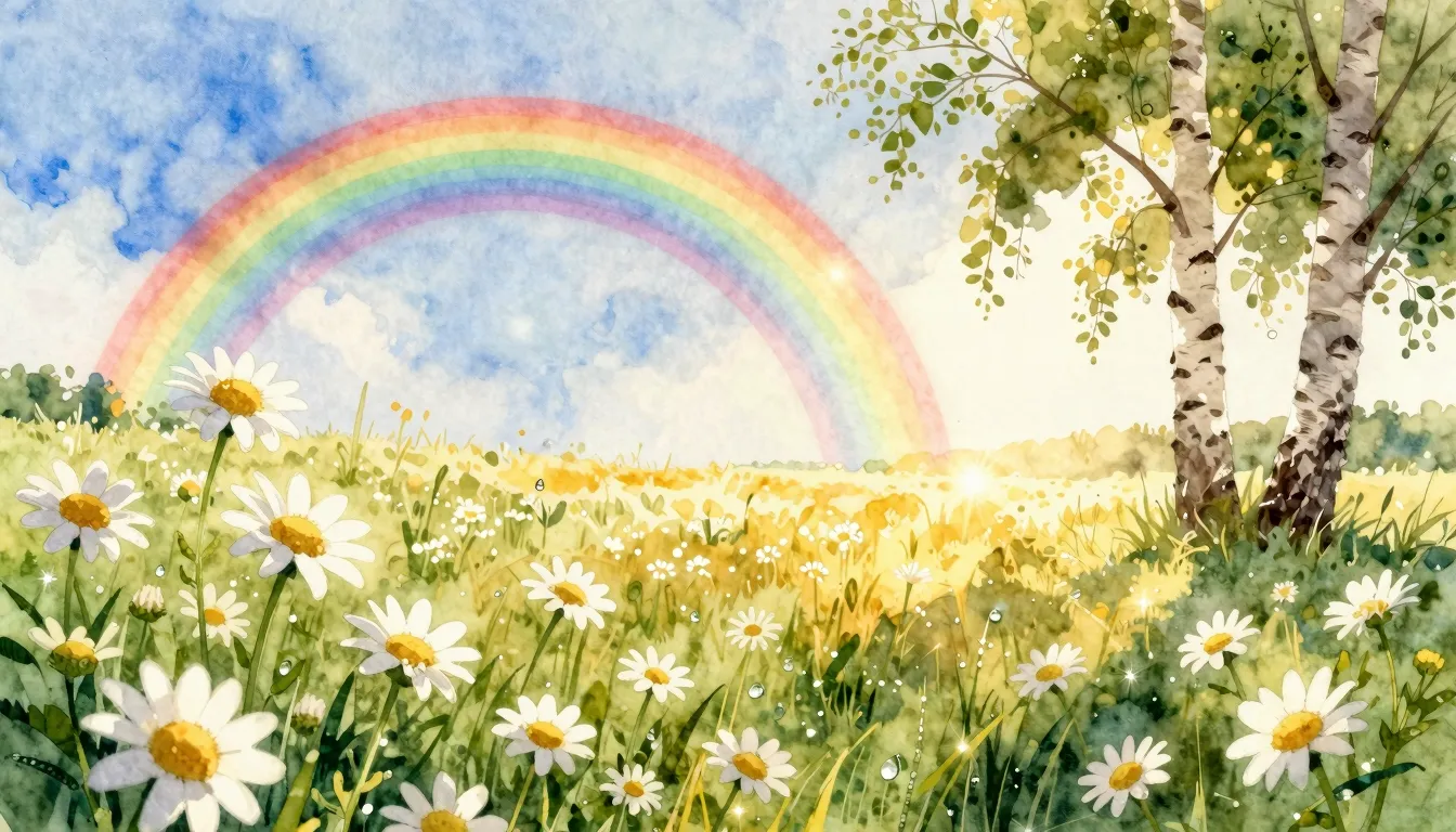 Watercolor style. A beautiful summer field with chamomile fl...