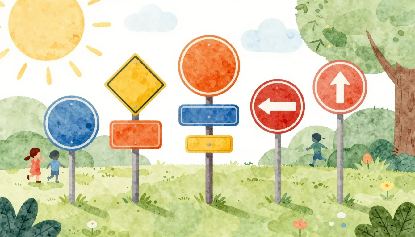 Watercolor style. A simple illustration of various road sign...