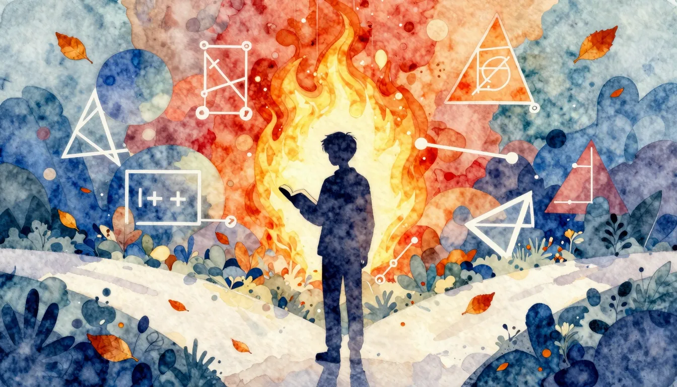 Watercolor style. A silhouette of a student standing at a cr...
