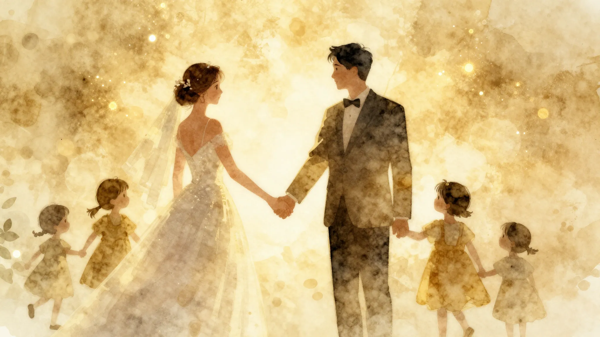 Watercolor style. A beautiful golden wedding anniversary cel...