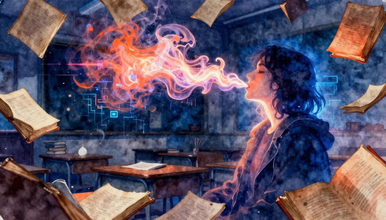 Vibrant watercolor style. Alternative rock album cover, a da...