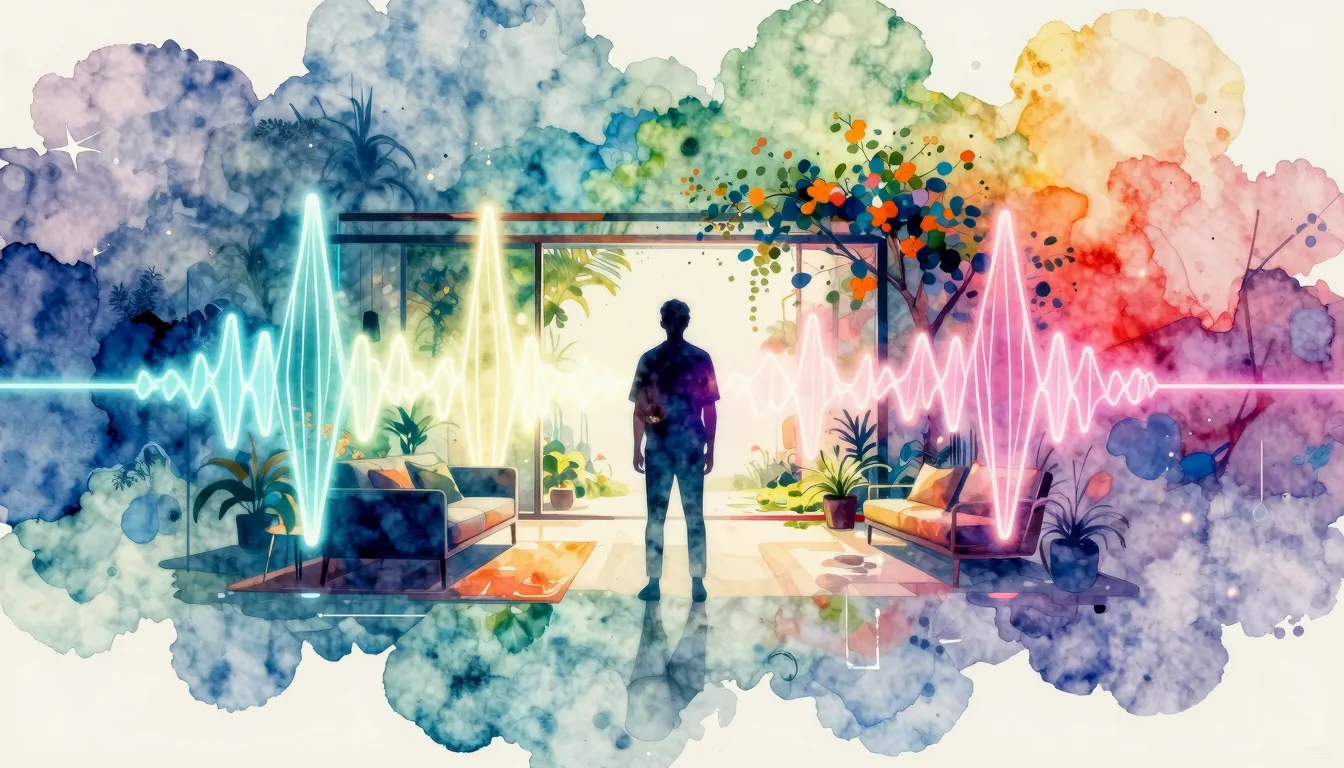 Vibrant watercolor style. Electronic music album cover, abst...