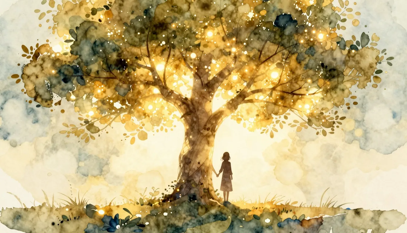 Watercolor style. A silhouette of a couple holding hands und...