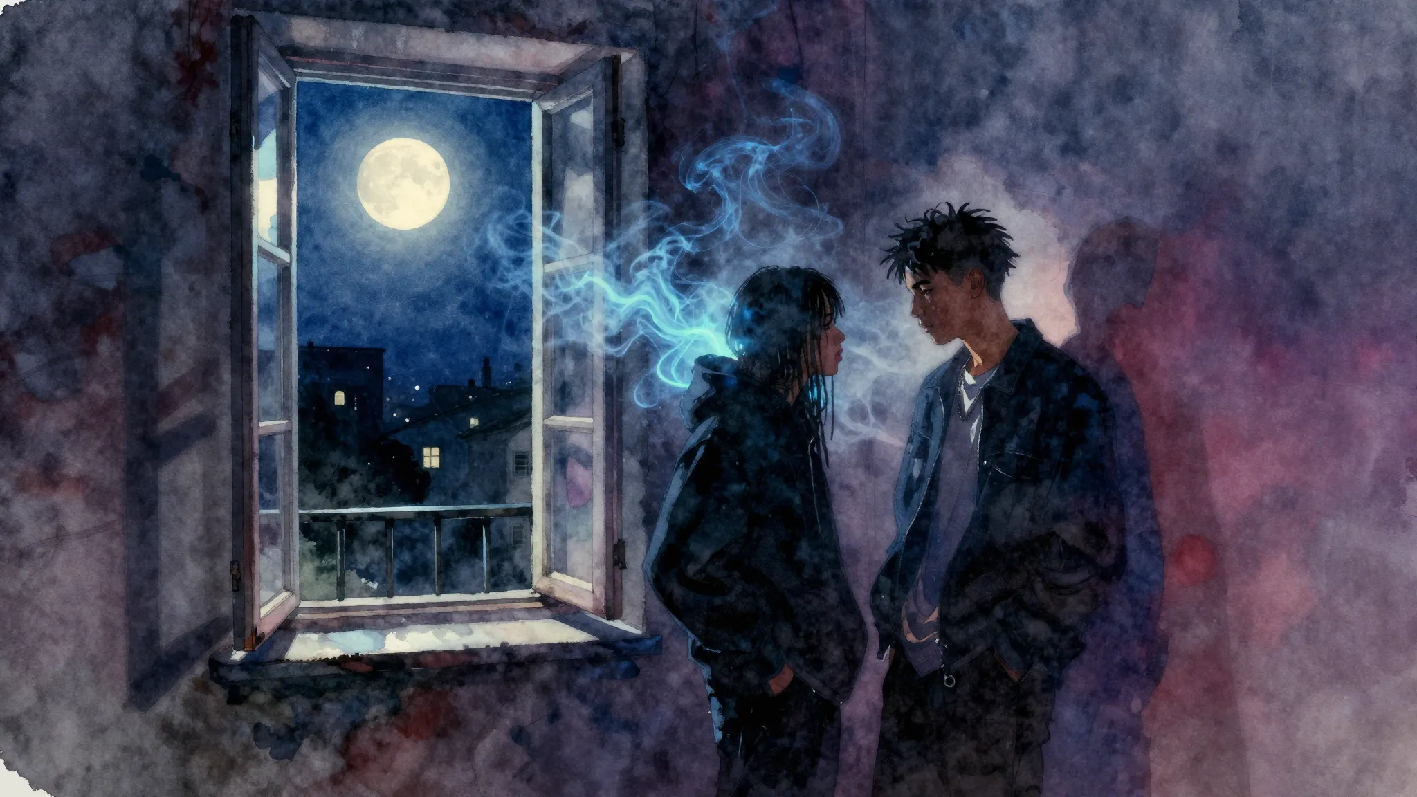 Vibrant watercolor style. Abstract hip-hop album cover, a da...