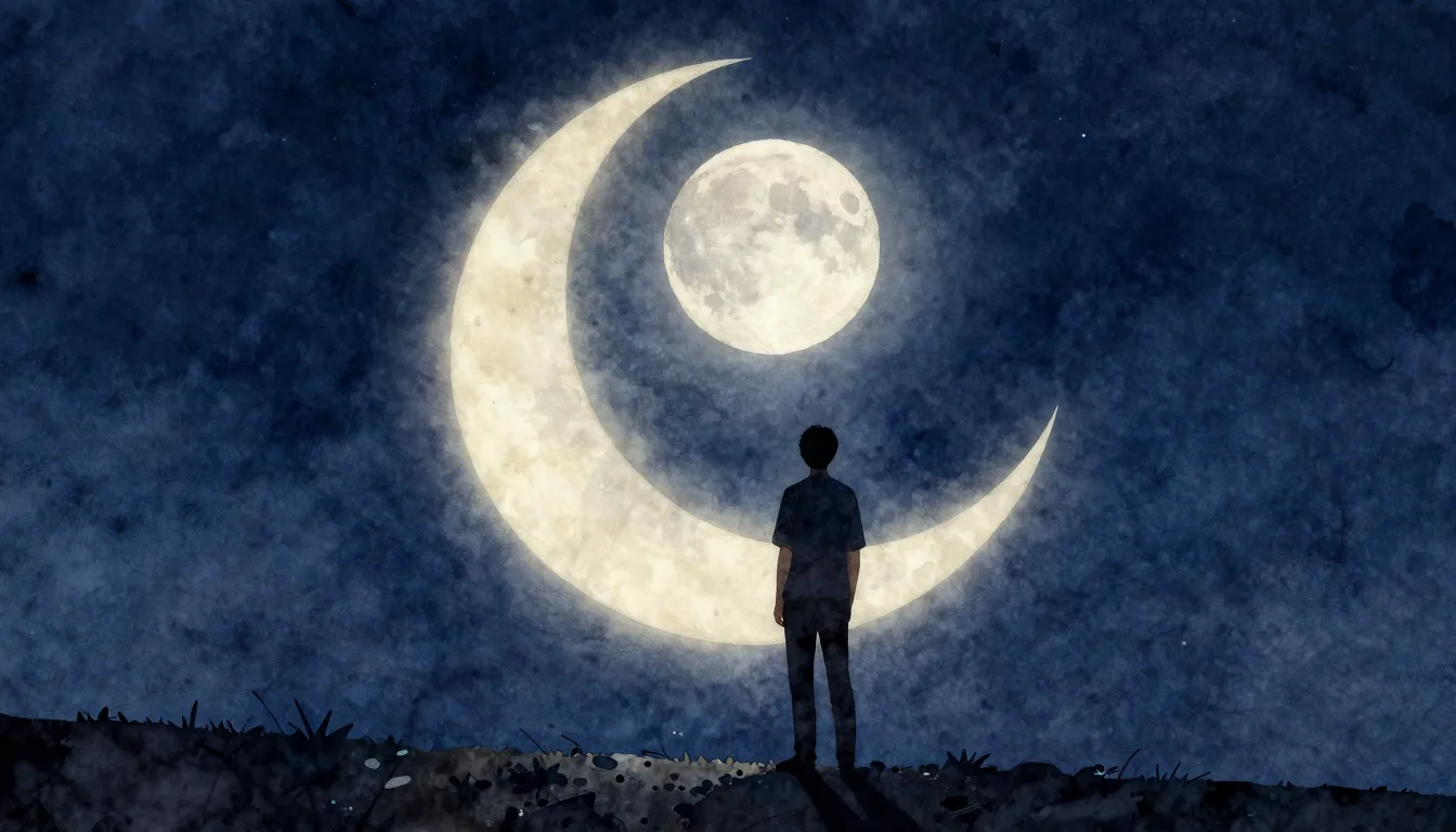Watercolor style. A silhouette of a man standing under a bri...