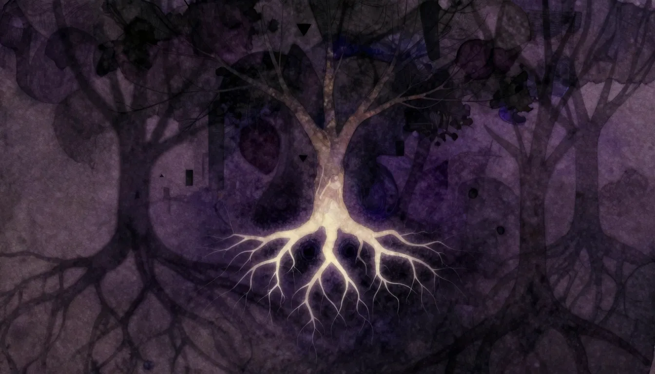 Vibrant watercolor style. Abstract dark ambient album cover,...