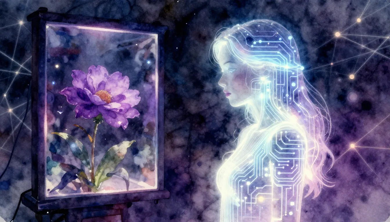 Vibrant watercolor style. Rock music album cover, a glowing ...