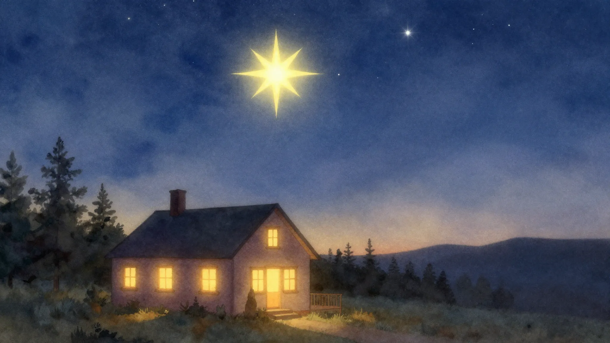 Vibrant watercolor style. A romantic and ethereal scene feat...