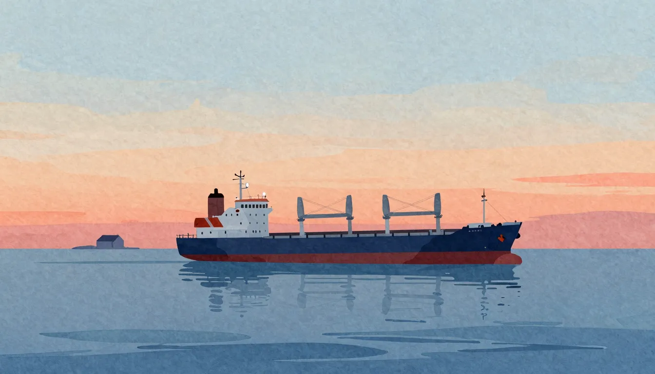 Vibrant watercolor style. Minimalist illustration of a cargo...