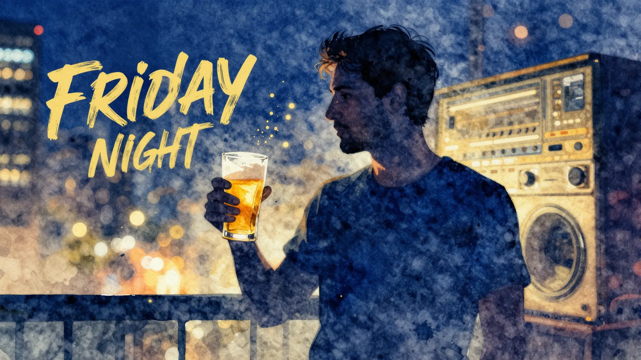 Vibrant watercolor style. Modern trap style album cover, a s...